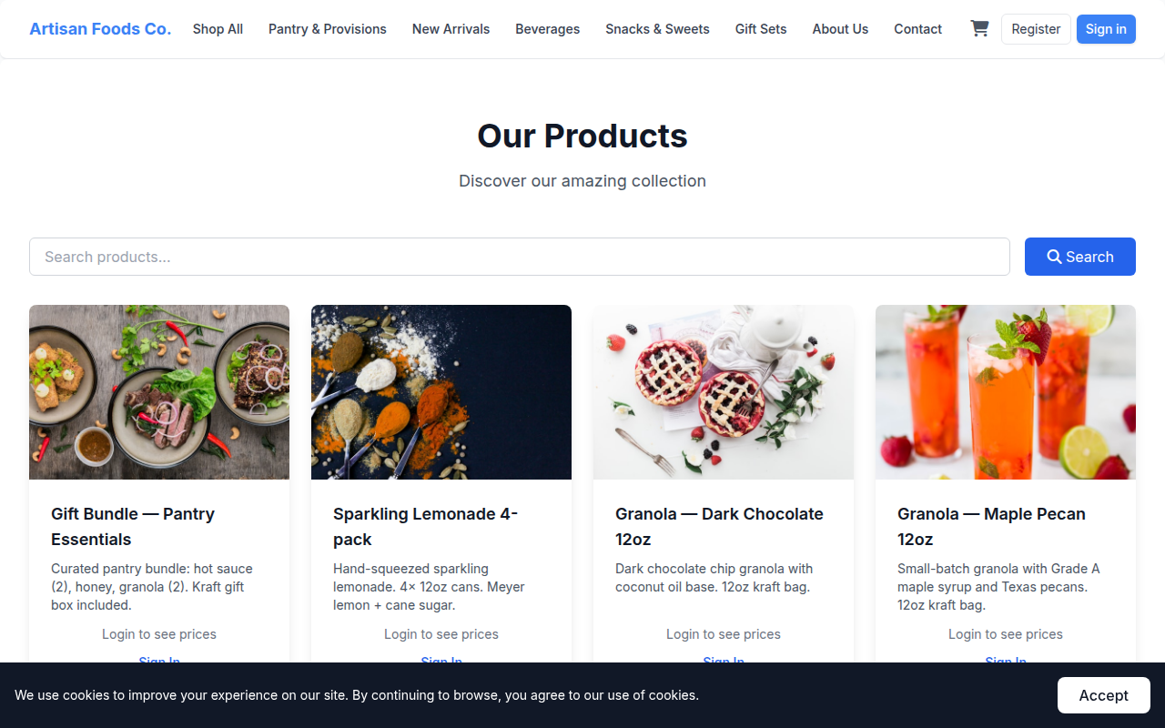 Product Catalog screenshot