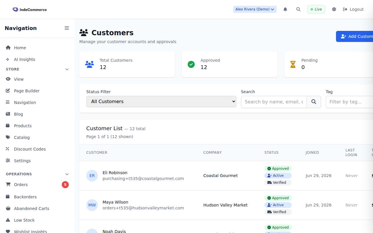 Customer Directory screenshot