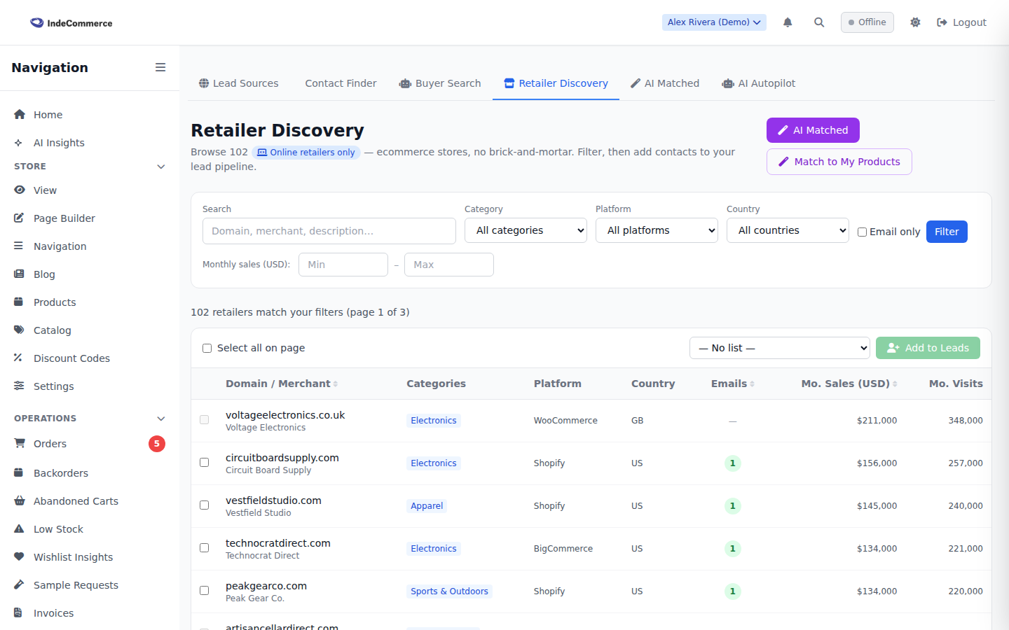 Online Retailer Database screenshot