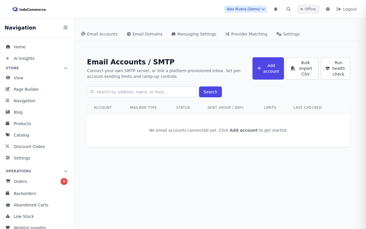 Email Sending Accounts screenshot