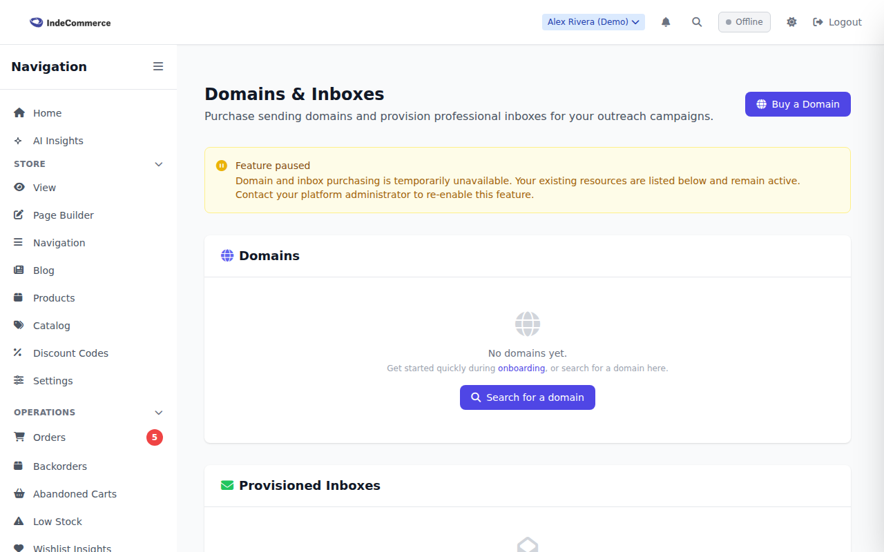 Built-In Email Platform screenshot