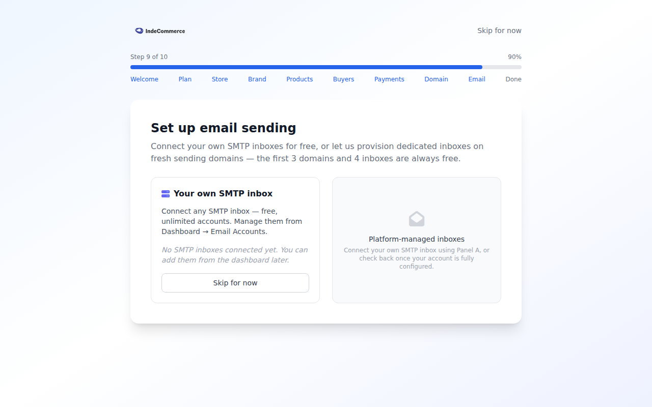 Onboarding Wizard — Outreach Email screenshot