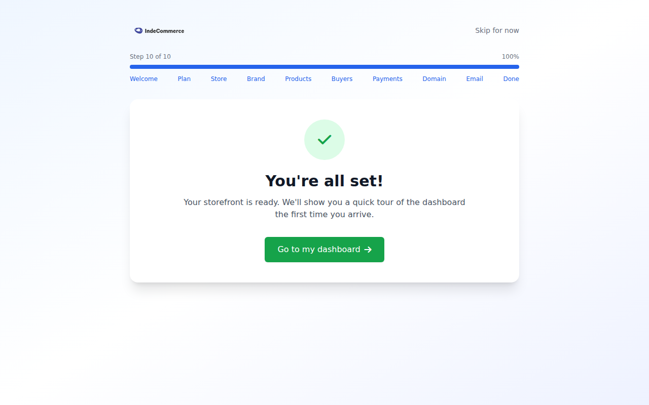 Onboarding Wizard — All Set! screenshot